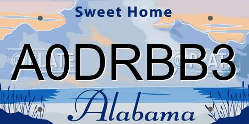 A0DRBB3 Alabama License Plate