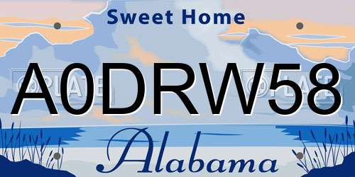A0DRW58 Alabama License Plate