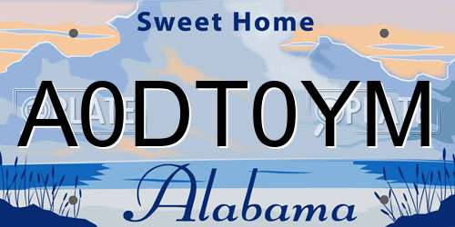 A0DT0YM Alabama License Plate