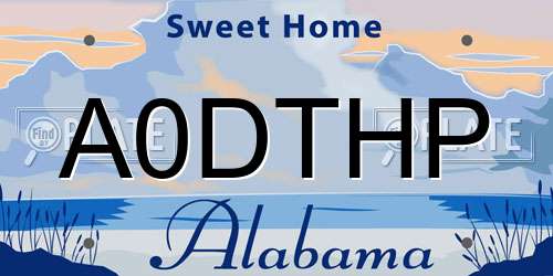 A0DTHP Alabama License Plate