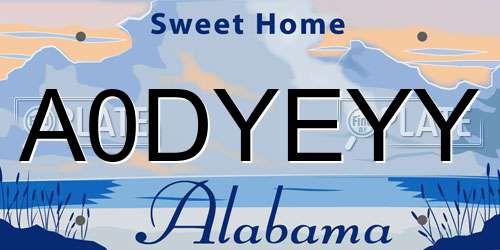A0DYEYY Alabama License Plate