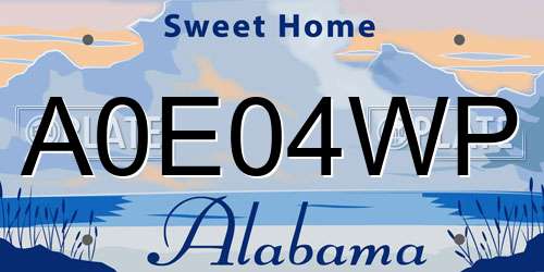 A0E04WP Alabama License Plate