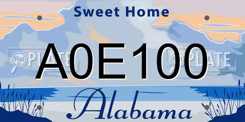 A0E100 Alabama License Plate
