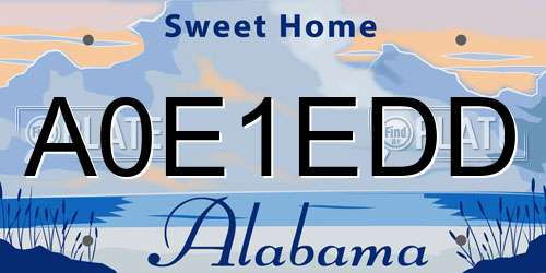 A0E1EDD Alabama License Plate