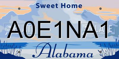 A0E1NA1 Alabama License Plate