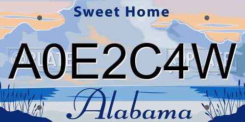 A0E2C4W Alabama License Plate