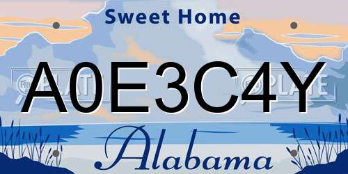 A0E3C4Y Alabama License Plate