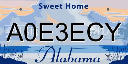 A0E3ECY Alabama License Plate