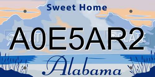 A0E5AR2 Alabama License Plate