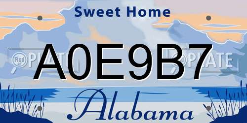 A0E9B7 Alabama License Plate