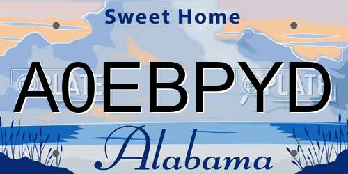 A0EBPYD Alabama License Plate