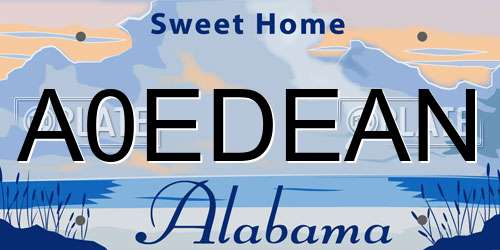 A0EDEAN Alabama License Plate