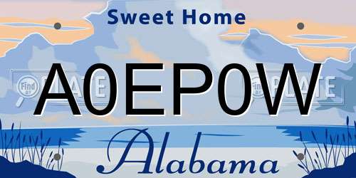 A0EP0W Alabama License Plate