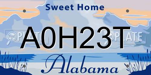 A0H23T Alabama License Plate