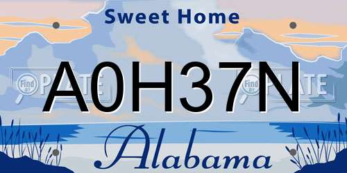 A0H37N Alabama License Plate