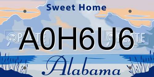 A0H6U6 Alabama License Plate