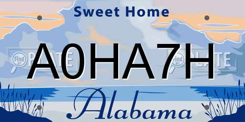 A0HA7H Alabama License Plate