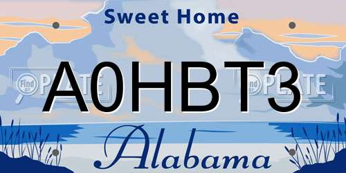 A0HBT3 Alabama License Plate