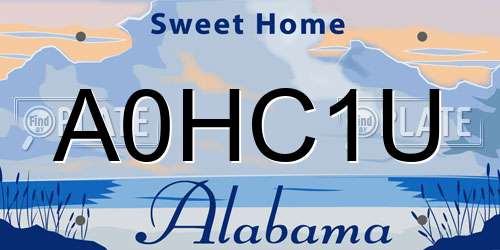 A0HC1U Alabama License Plate