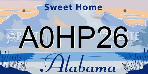 A0HP26 Alabama License Plate