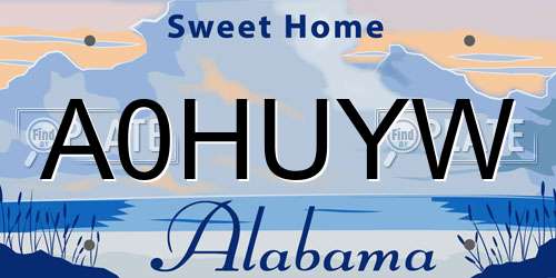 A0HUYW Alabama License Plate
