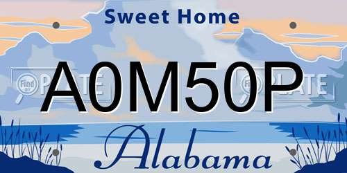 A0M50P Alabama License Plate