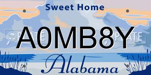 A0MB8Y Alabama License Plate