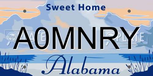 A0MNRY Alabama License Plate