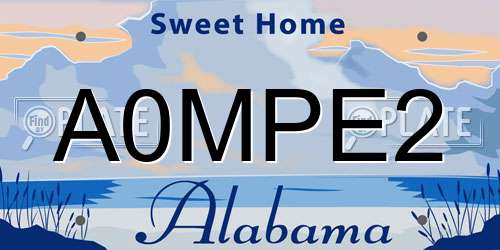 A0MPE2 Alabama License Plate