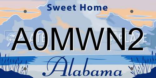 A0MWN2 Alabama License Plate