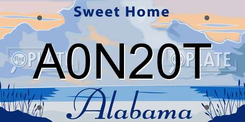 A0N20T Alabama License Plate
