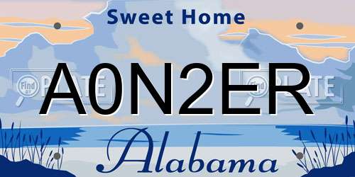 A0N2ER Alabama License Plate