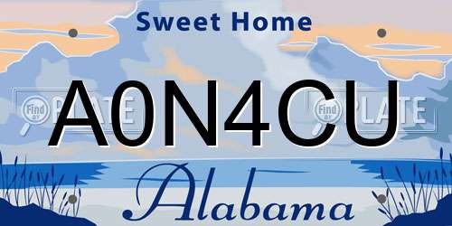 A0N4CU Alabama License Plate