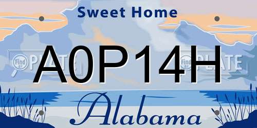 A0P14H Alabama License Plate