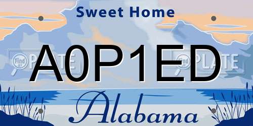 A0P1ED Alabama License Plate