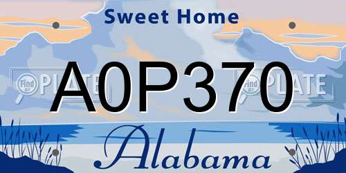 A0P370 Alabama License Plate