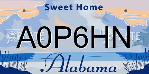 A0P6HN Alabama License Plate
