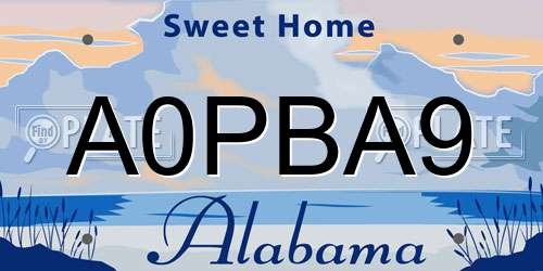 A0PBA9 Alabama License Plate