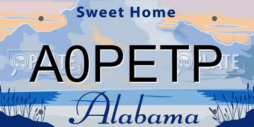 A0PETP Alabama License Plate