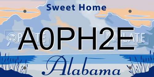 A0PH2E Alabama License Plate