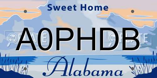A0PHDB Alabama License Plate