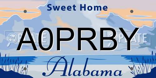 A0PRBY Alabama License Plate