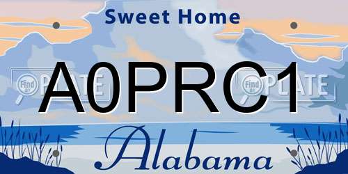 A0PRC1 Alabama License Plate