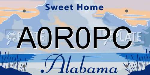 A0R0PC Alabama License Plate