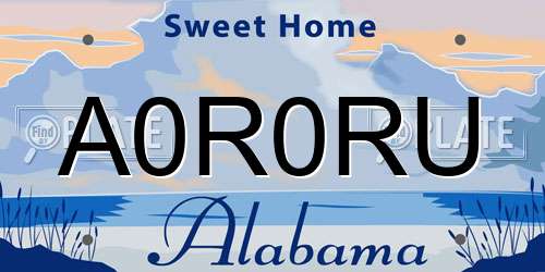 A0R0RU Alabama License Plate