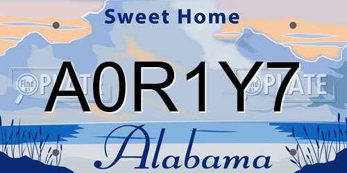 A0R1Y7 Alabama License Plate