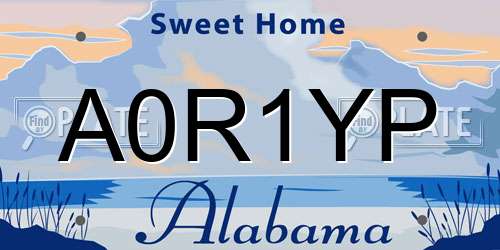 A0R1YP Alabama License Plate