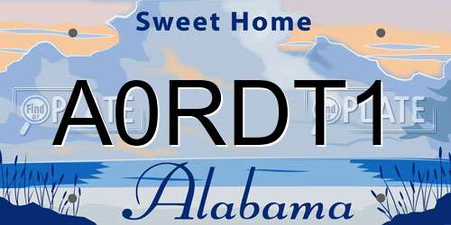 A0RDT1 Alabama License Plate