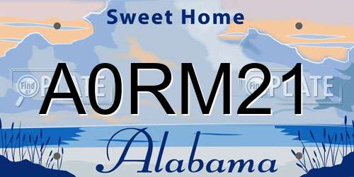 A0RM21 Alabama License Plate