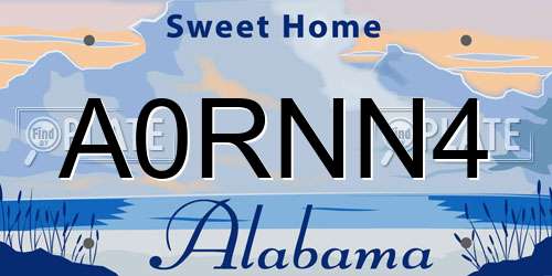 A0RNN4 Alabama License Plate